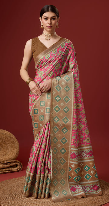 Pink Cotton Saree