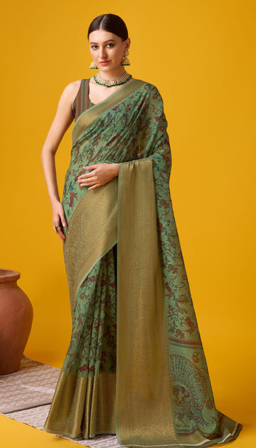 Green Cotton Saree