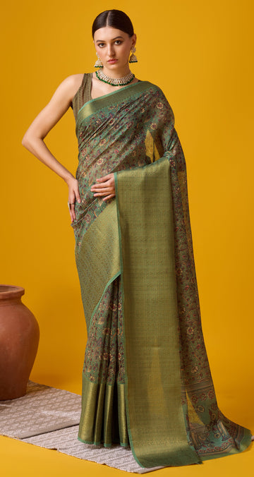 Green Cotton Saree