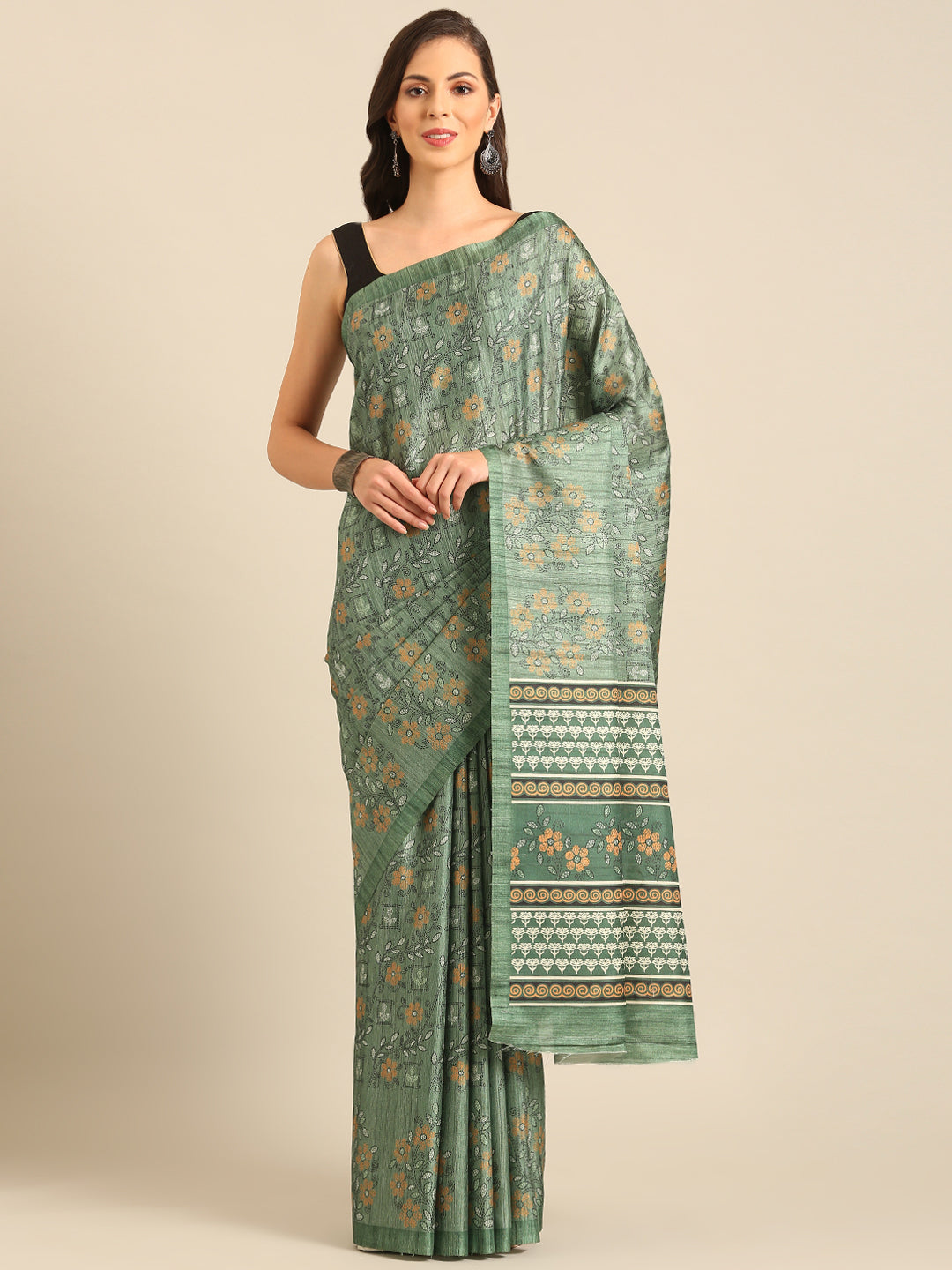 Green Cotton Saree