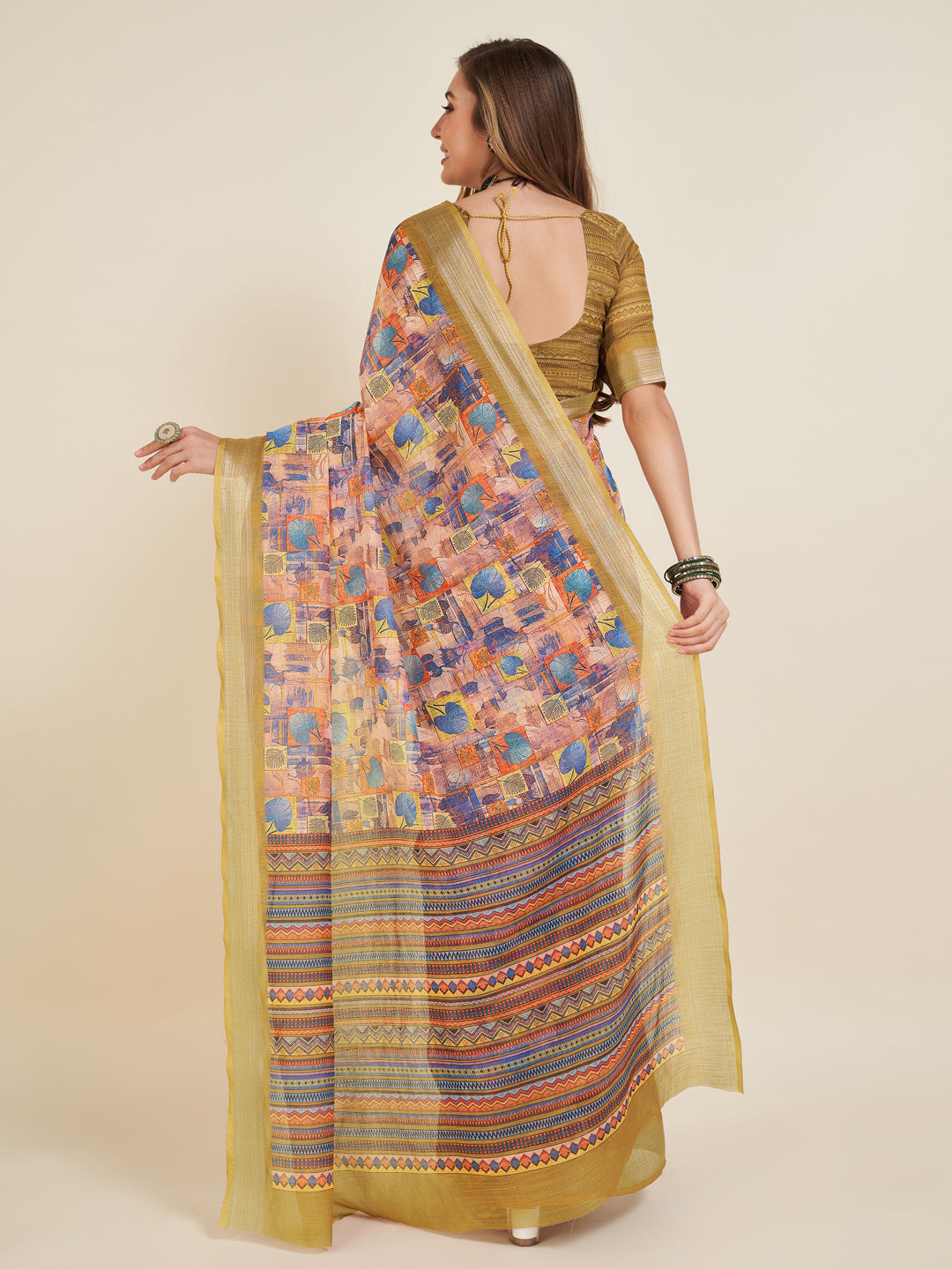 Sangam Printed Linen Saree