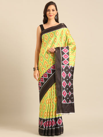 Lime Yellow Cotton Saree