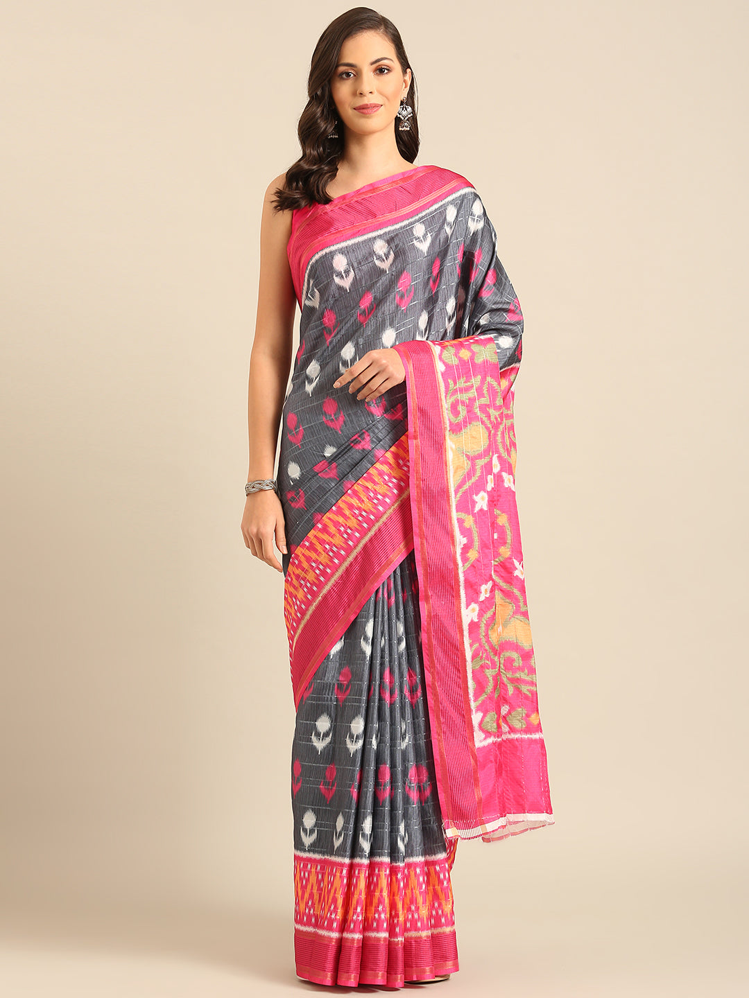 Gray Cotton Saree