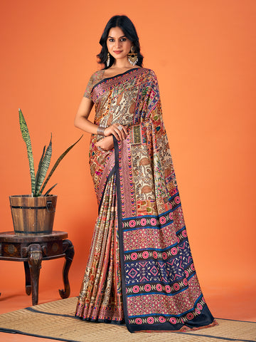 Sangam Multicolor Pashmina Saree