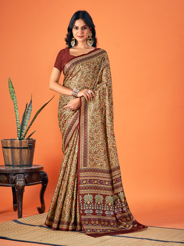 Sangam Multicolor Pashmina Saree