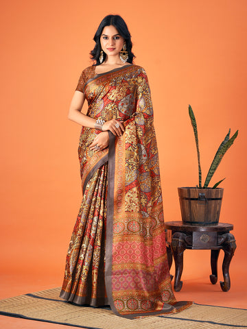 Sangam Multicolor Pashmina Saree