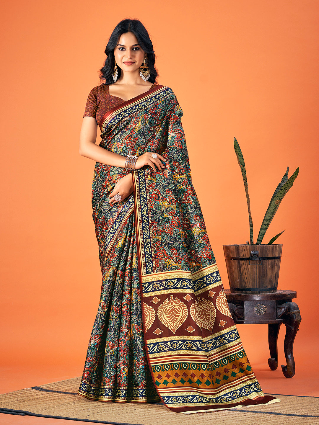 Sangam Multicolor Pashmina Saree