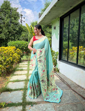 Sky Blue Paithani Silk Saree