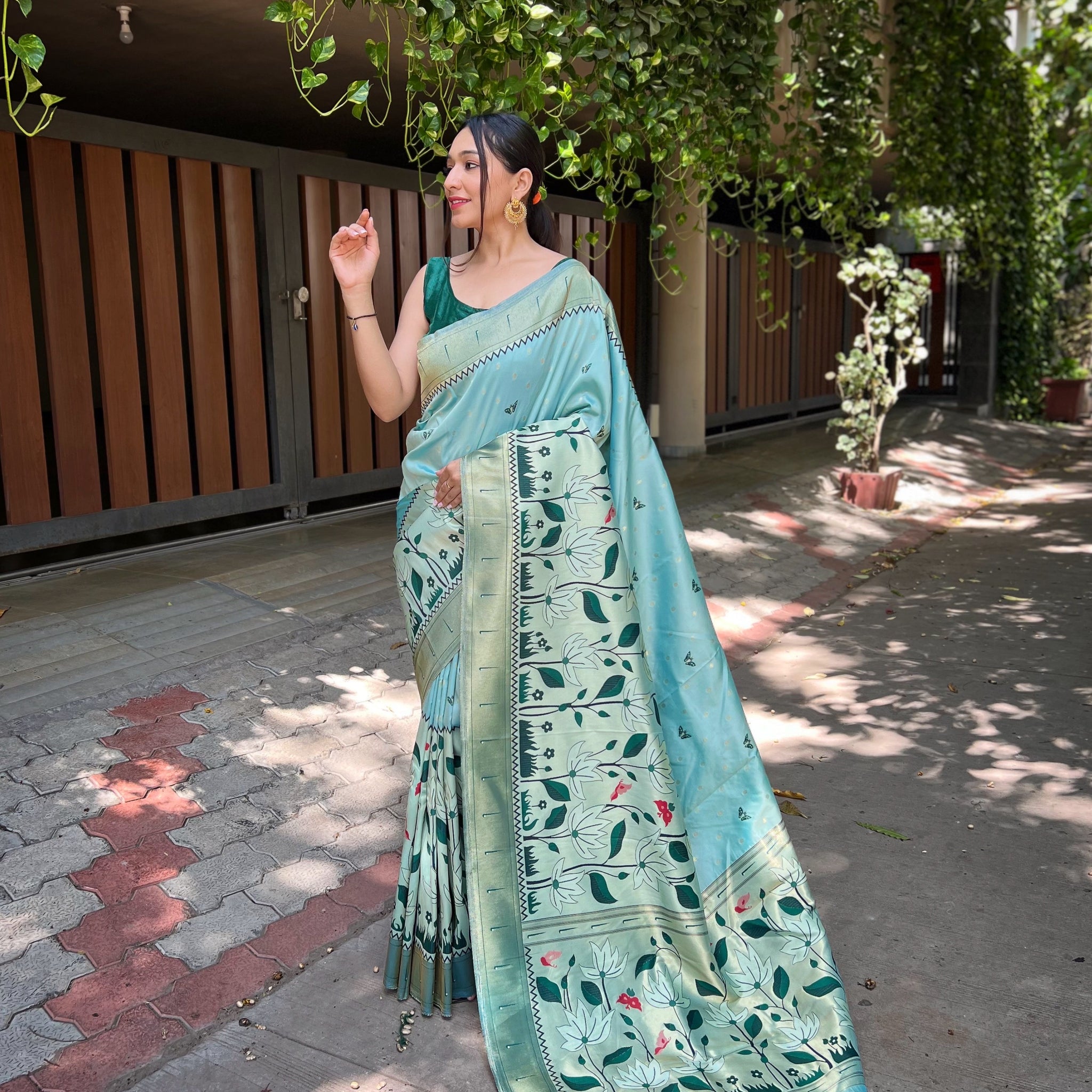 Sky Blue Banarasi Silk Saree