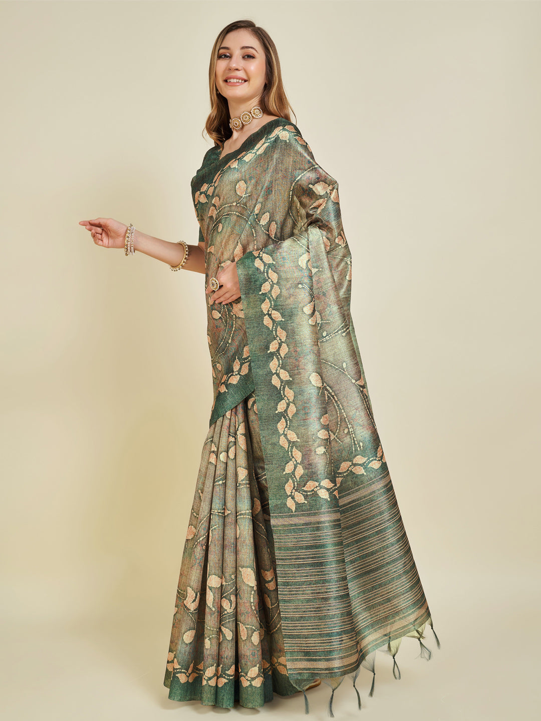 Sangam Green Soft Silk Saree