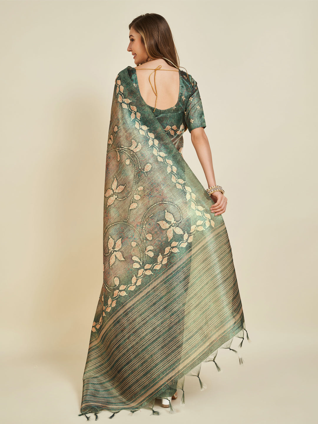 Sangam Green Soft Silk Saree