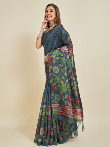 Sangam Iron Gray Soft Silk Saree