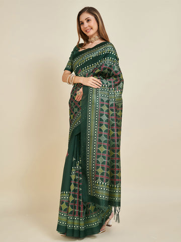 Sangam Green Soft Silk Saree