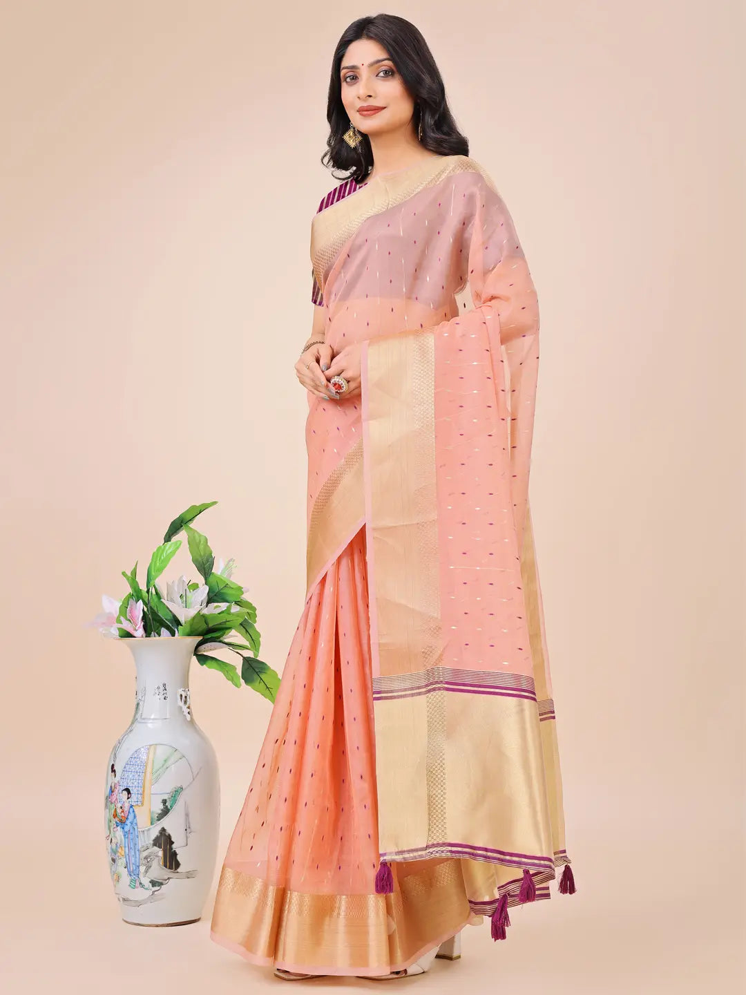 Light Pink Organza Saree