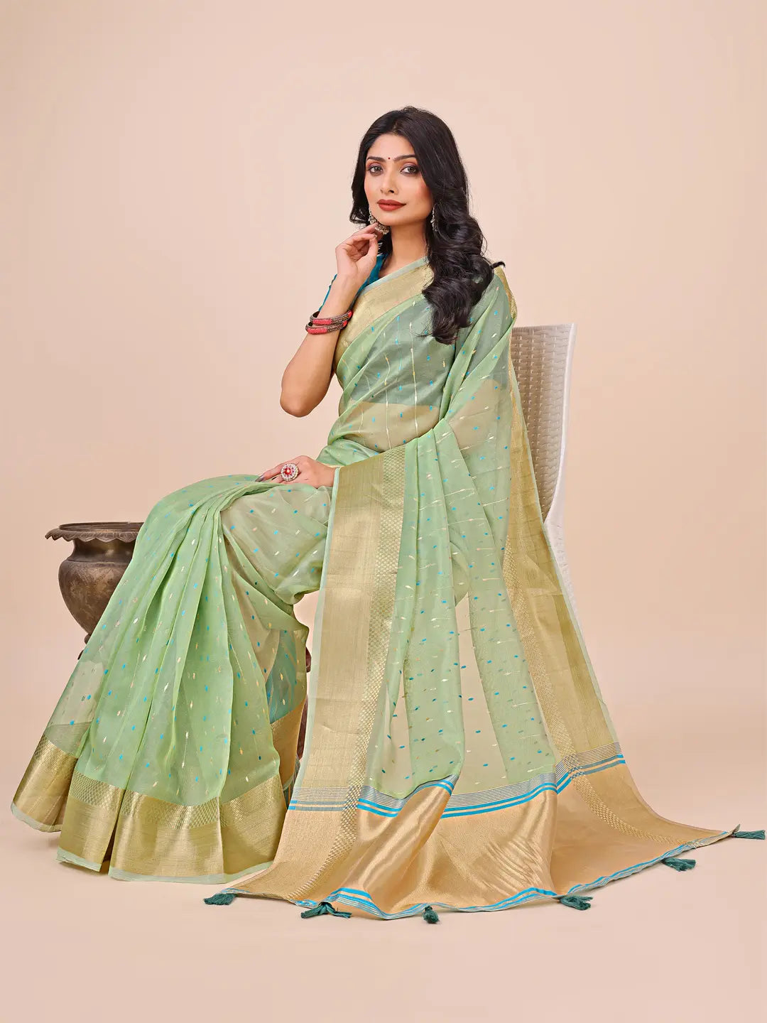 Green Organza Saree