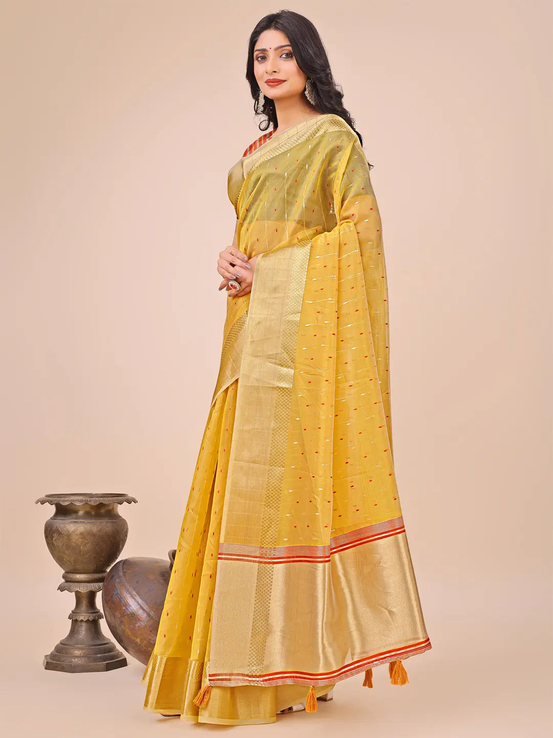 Yellow Organza Saree