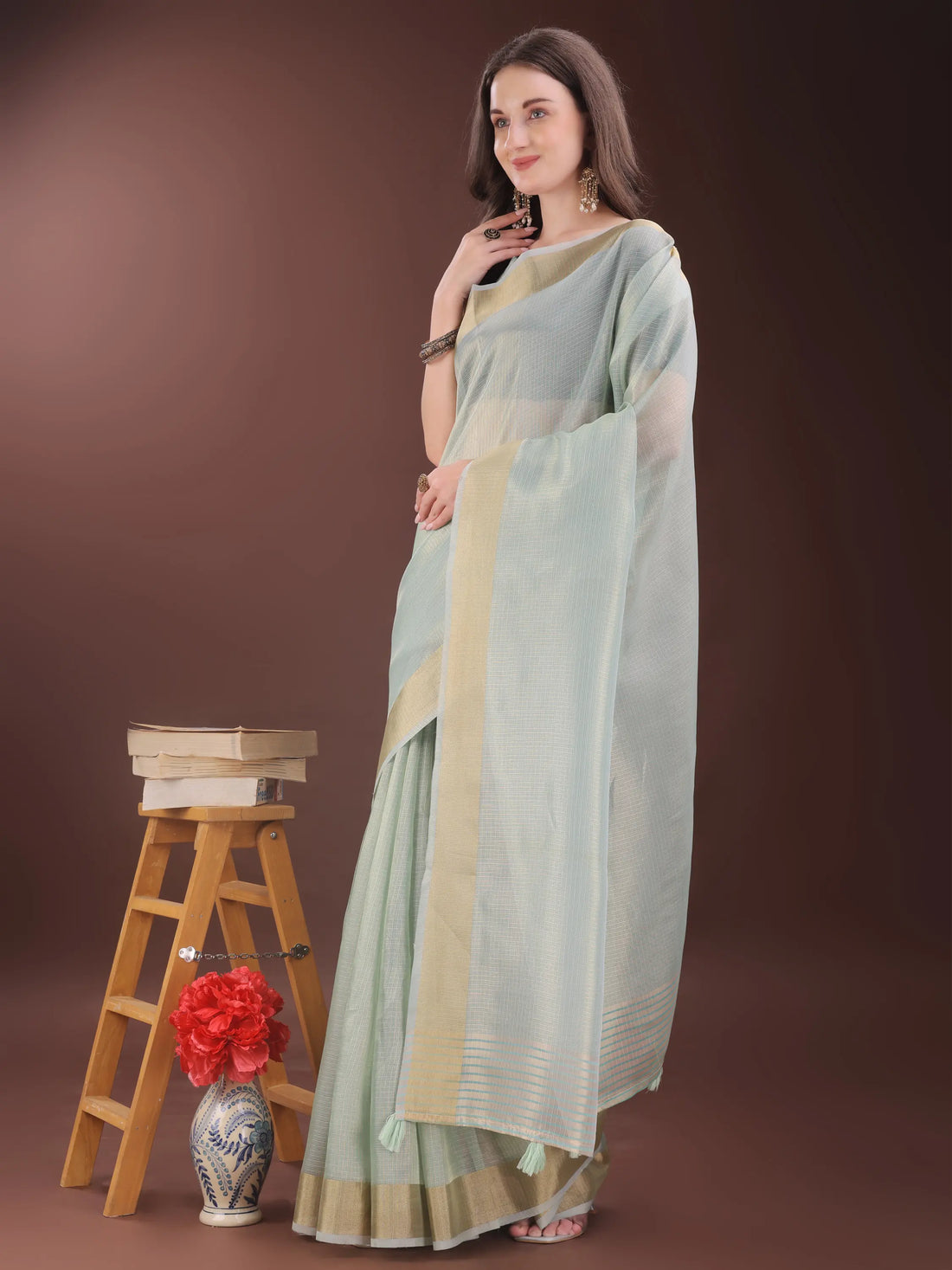 Sky Blue Organza Saree