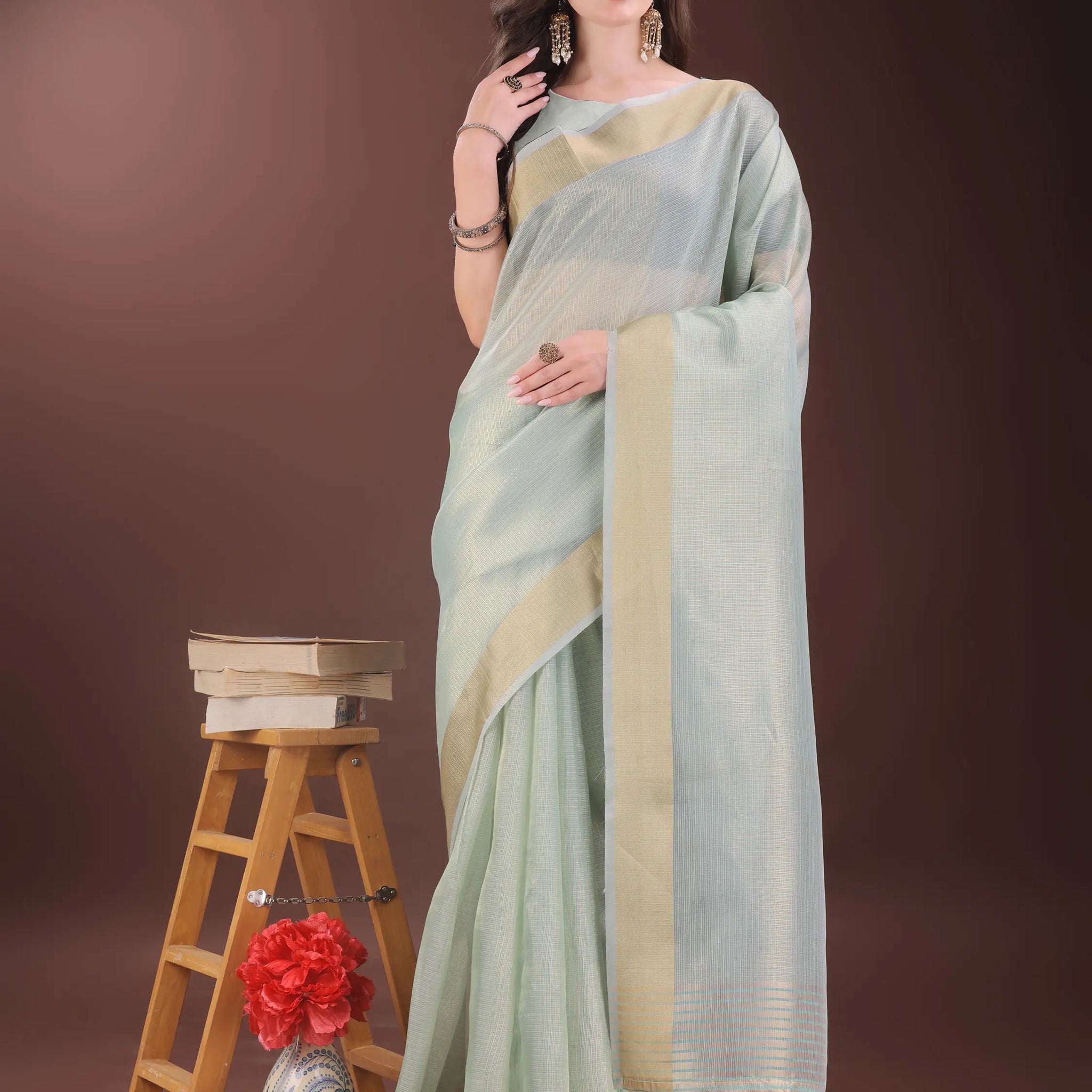 Sky Blue Organza Saree