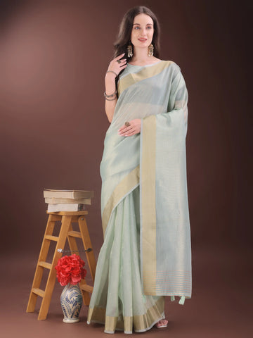 Sky Blue Organza Saree