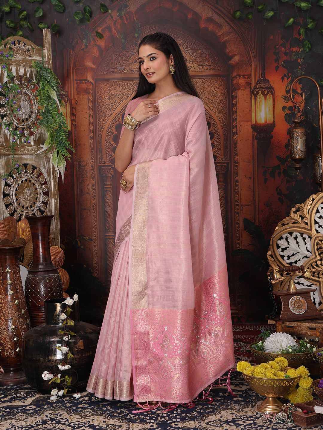 Light Pink Organza Saree