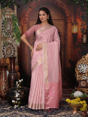 Light Pink Organza Saree