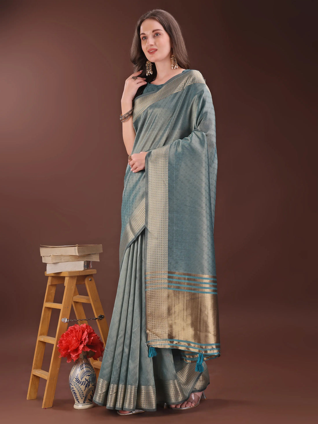 Sea Green Organza Saree