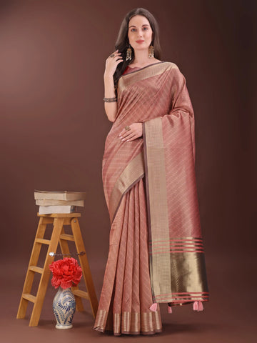 Peach Organza Saree