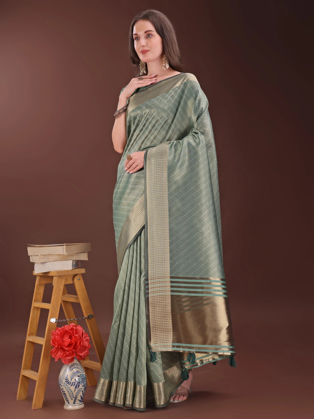 Green Organza Saree