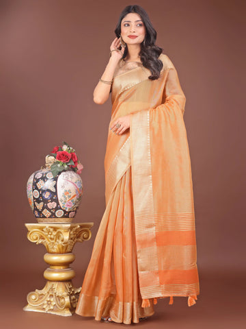 Orange Organza Saree