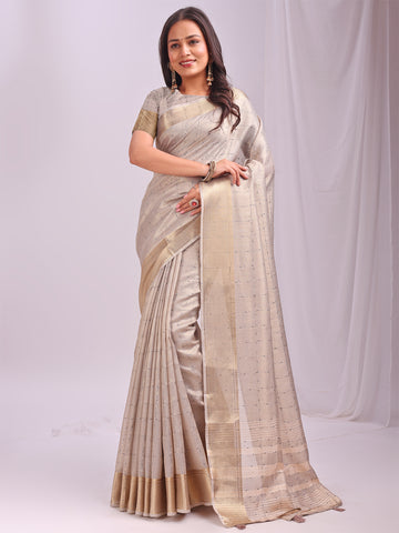 Cream Organza Saree