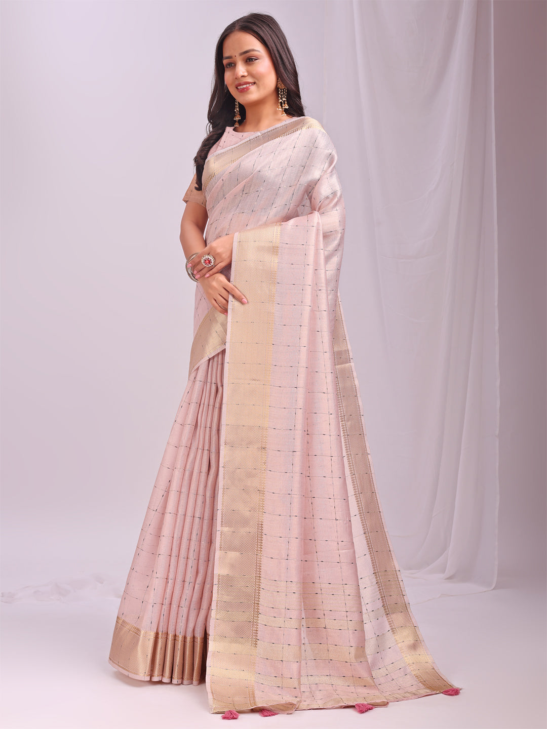 Peach Organza Saree