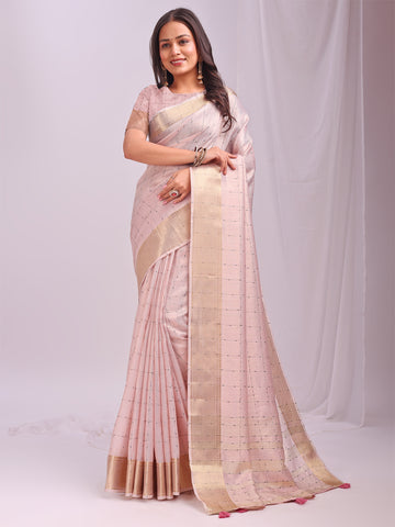 Peach Organza Saree