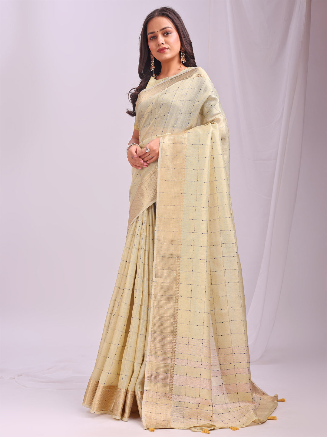 Light Yellow Organza Saree