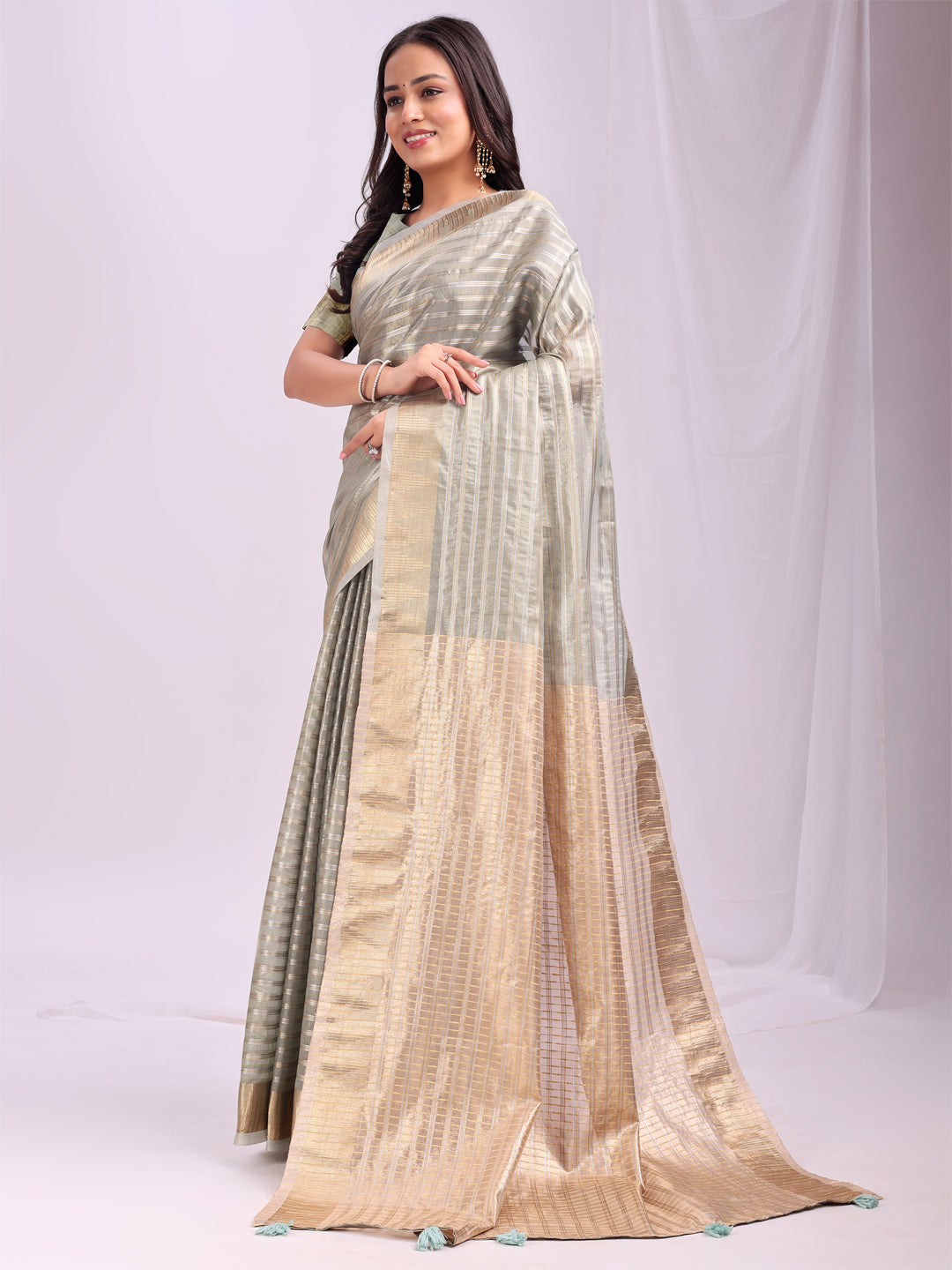 Gray Organza Saree