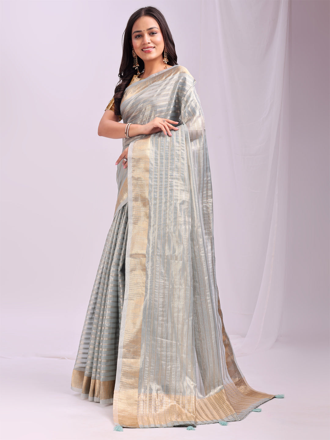 Sky Blue Organza Saree