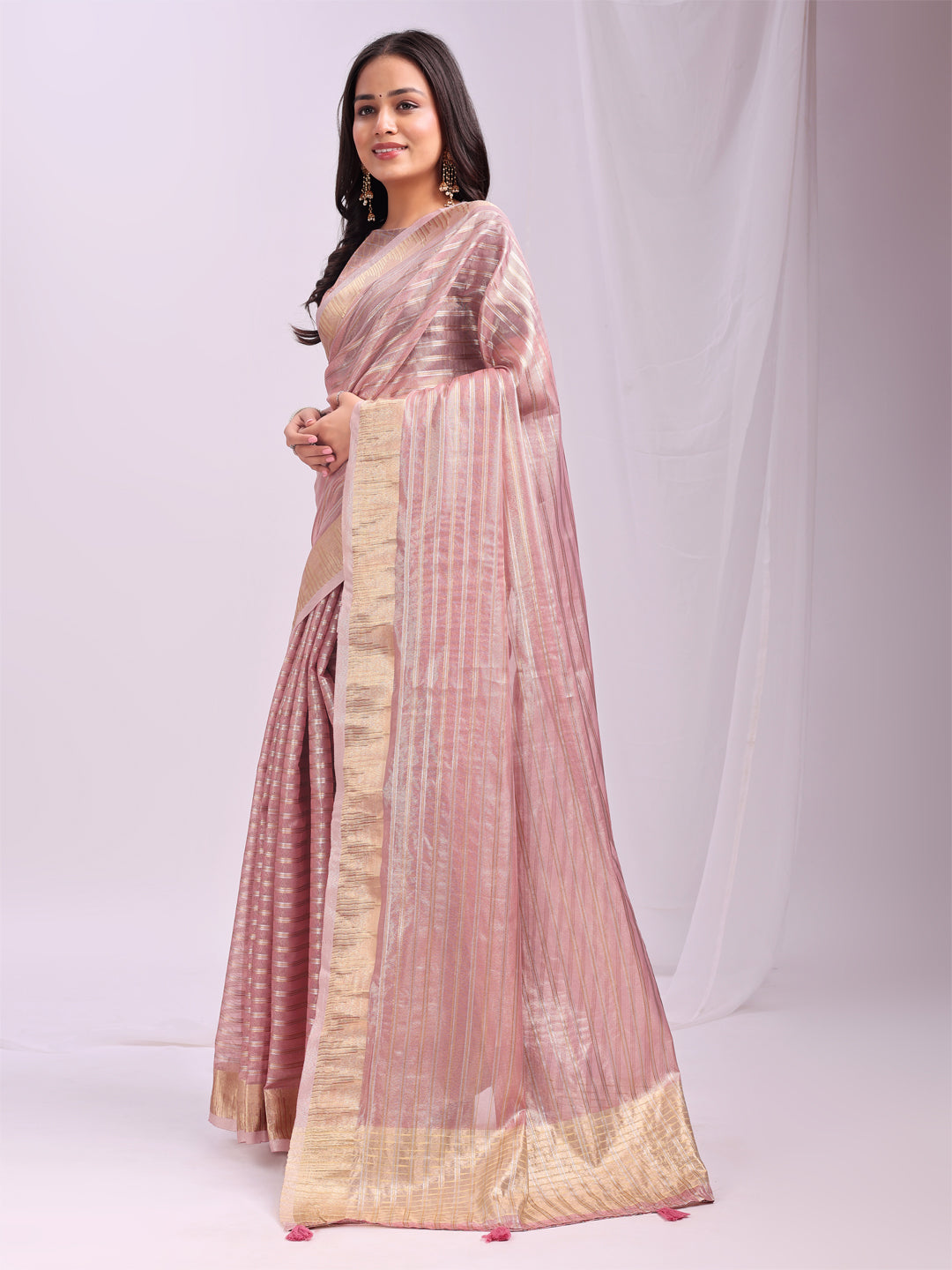 Pink Organza Saree