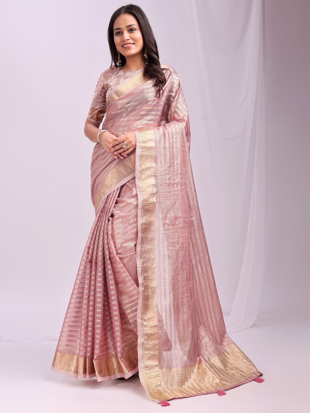 Pink Organza Saree