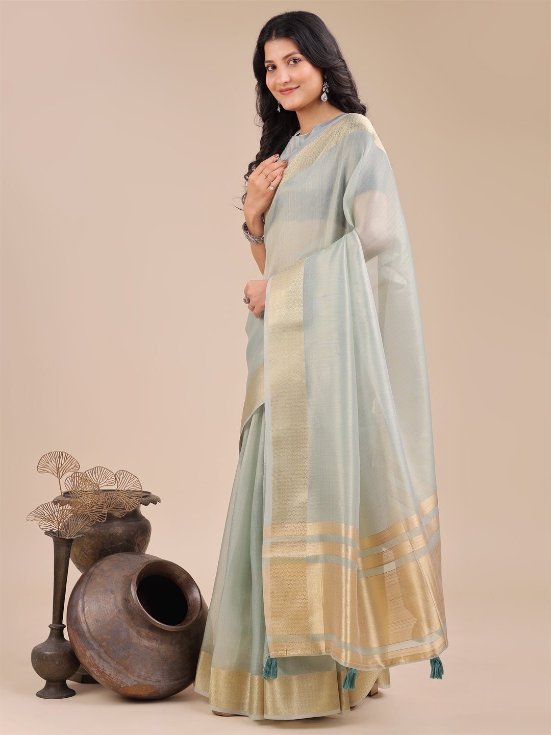 Sea Green Organza Saree