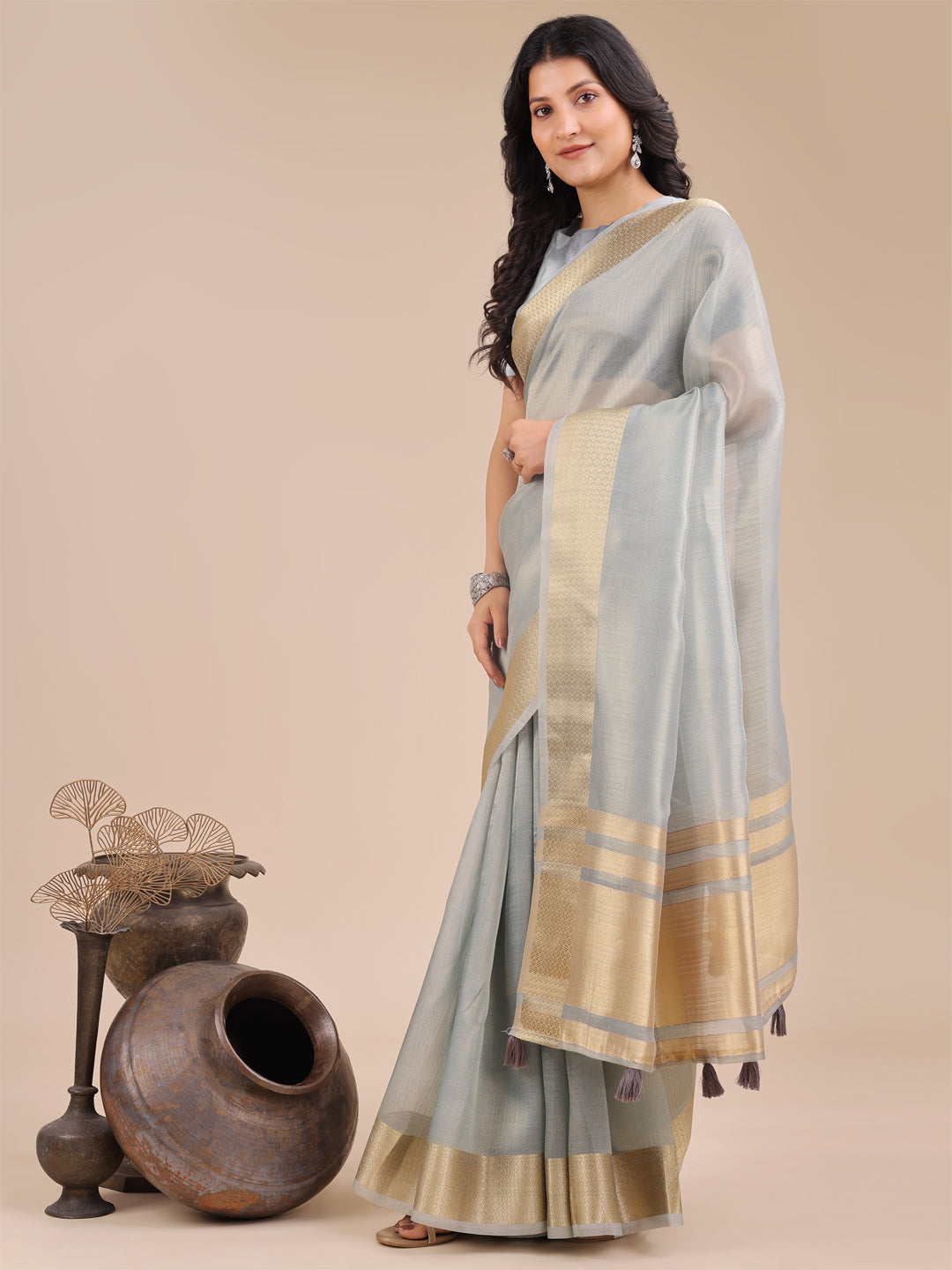 Sky Blue Organza Saree