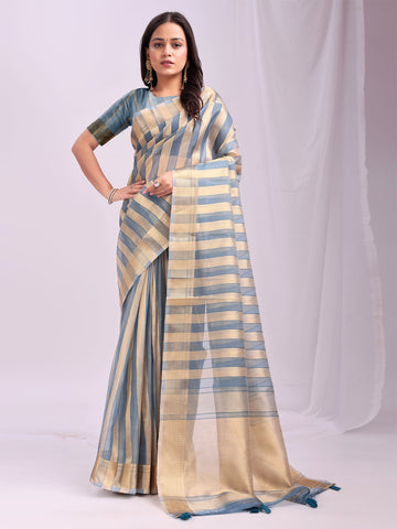 Sky Blue Organza Saree