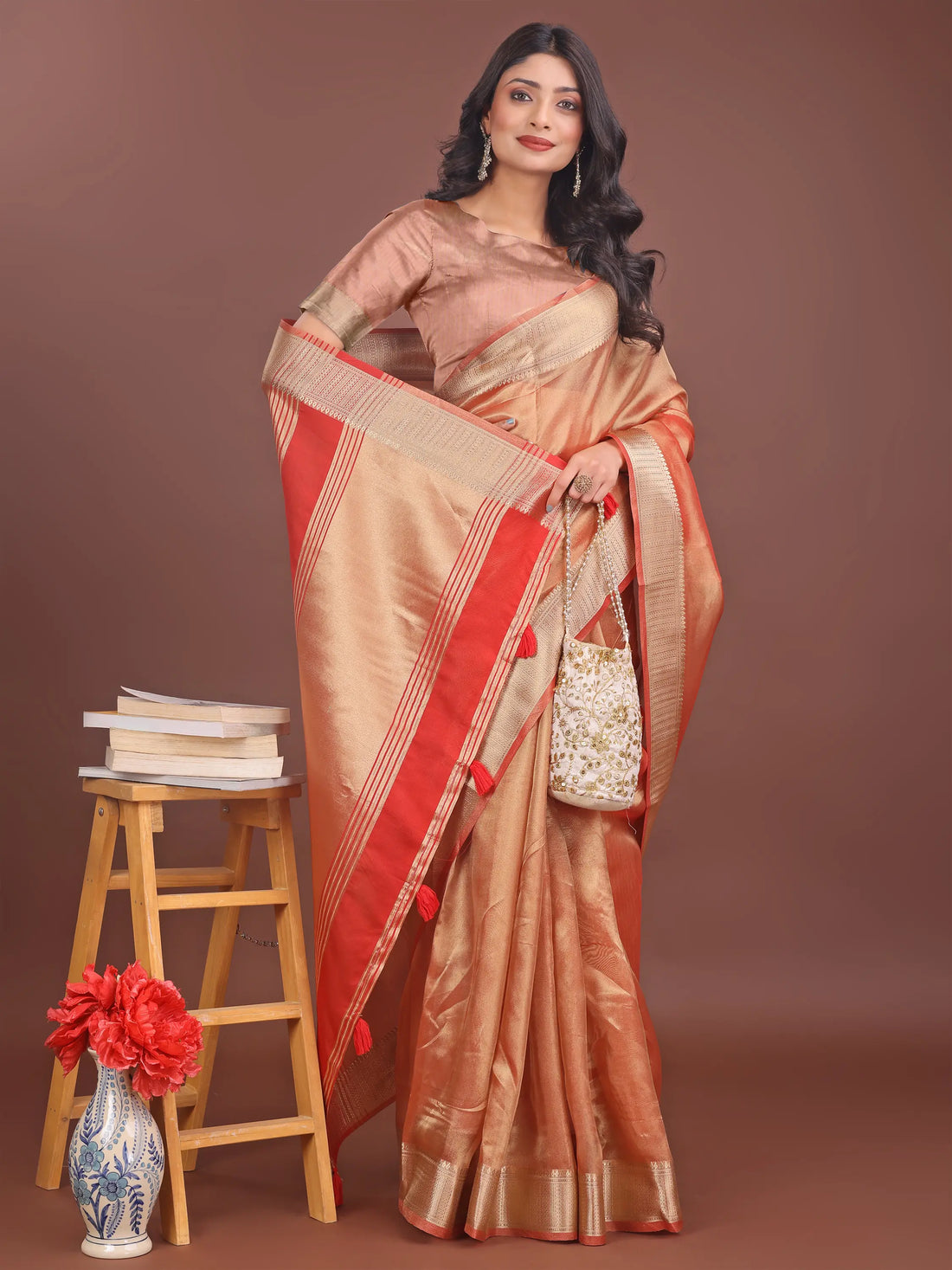 Orange Organza Saree