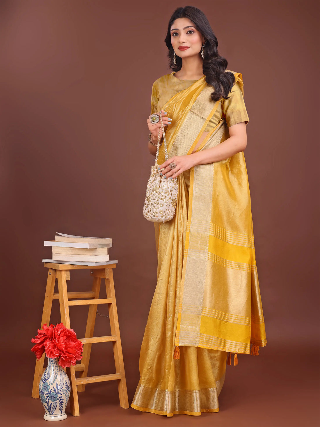 Yellow Organza Saree