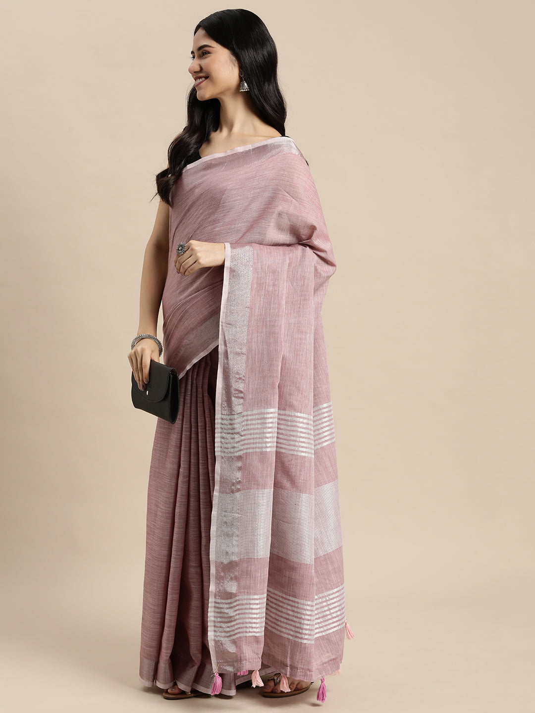 Mauve Linen Cotton Saree