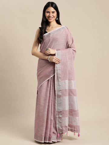 Mauve Linen Cotton Saree