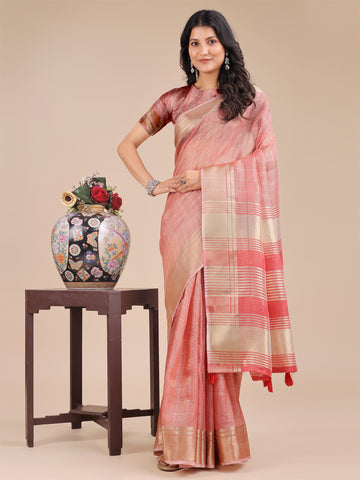 Peach Organza Saree