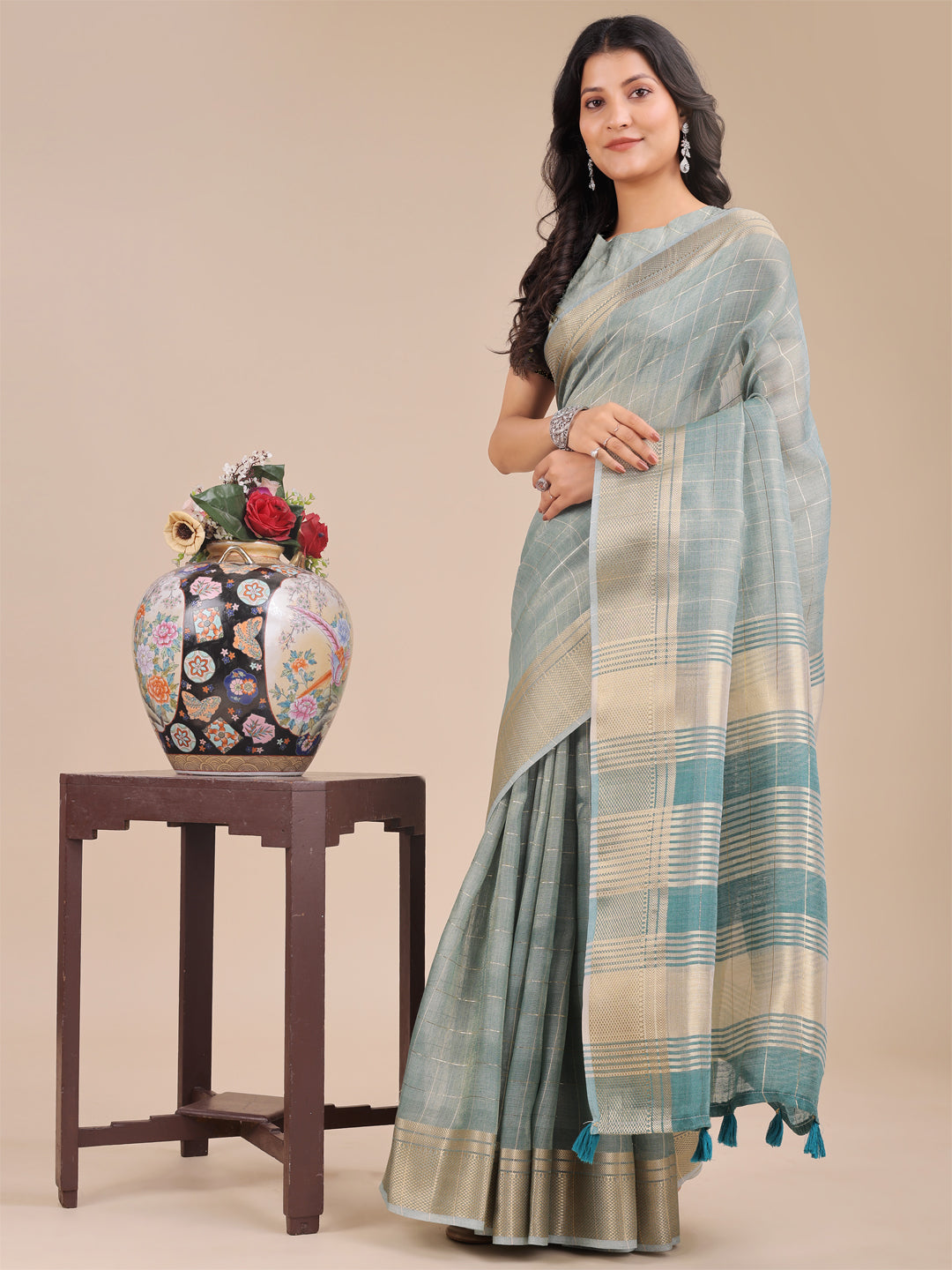 Sea Green Organza Saree