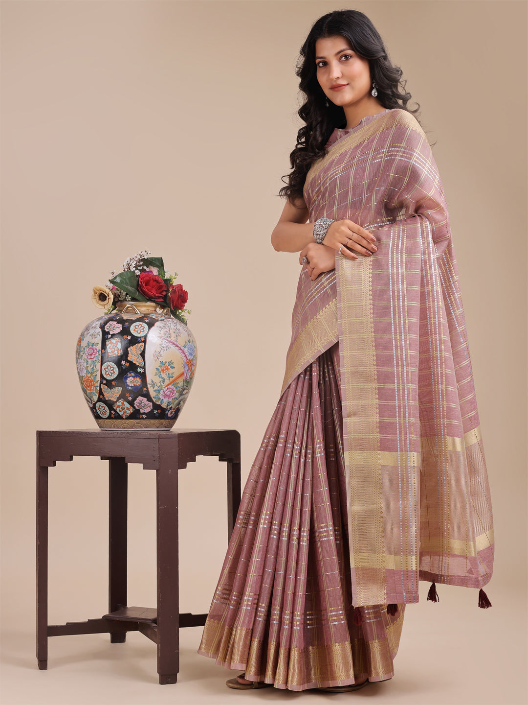 Purple Organza Saree