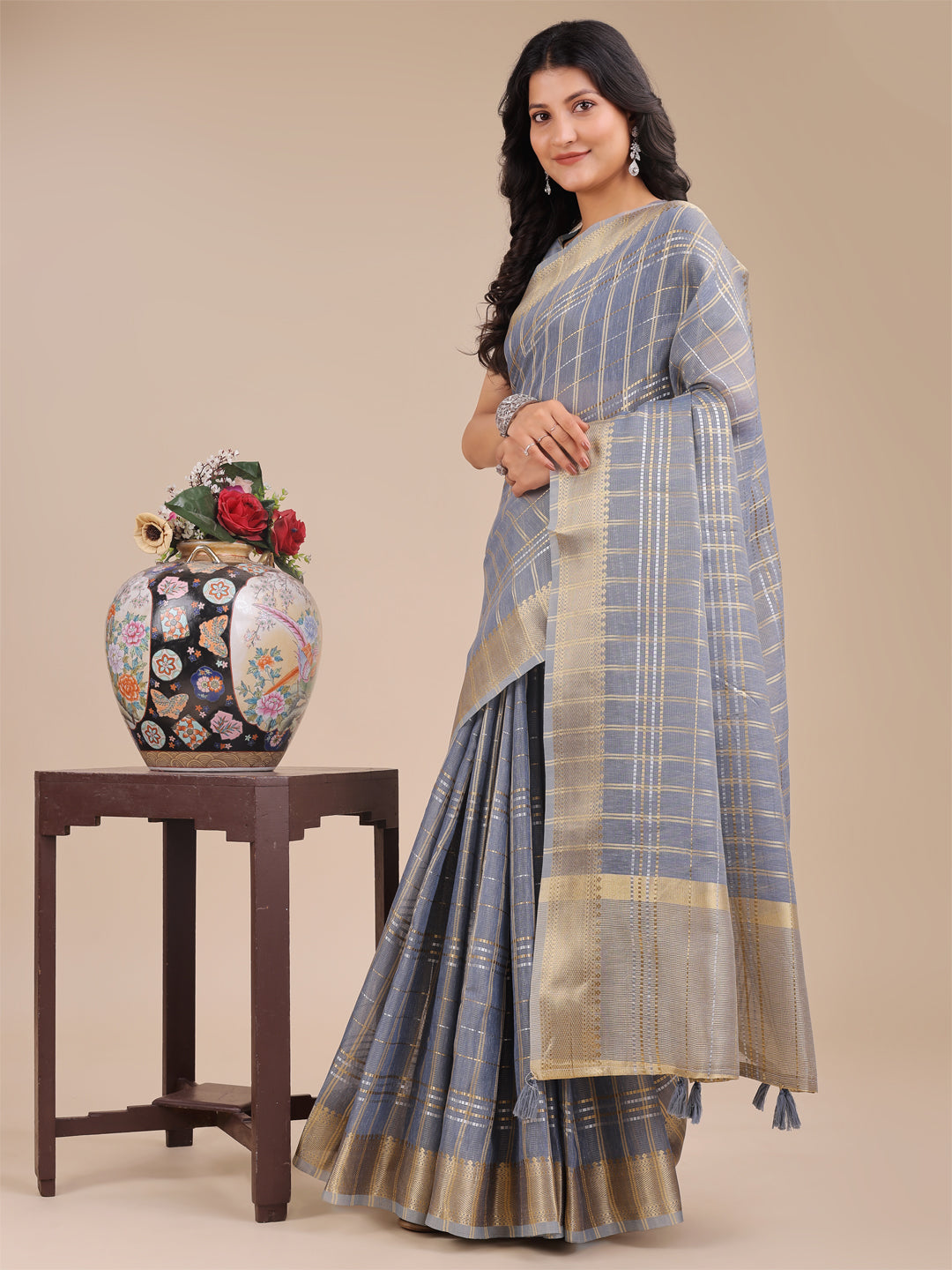 Sky Blue Organza Saree