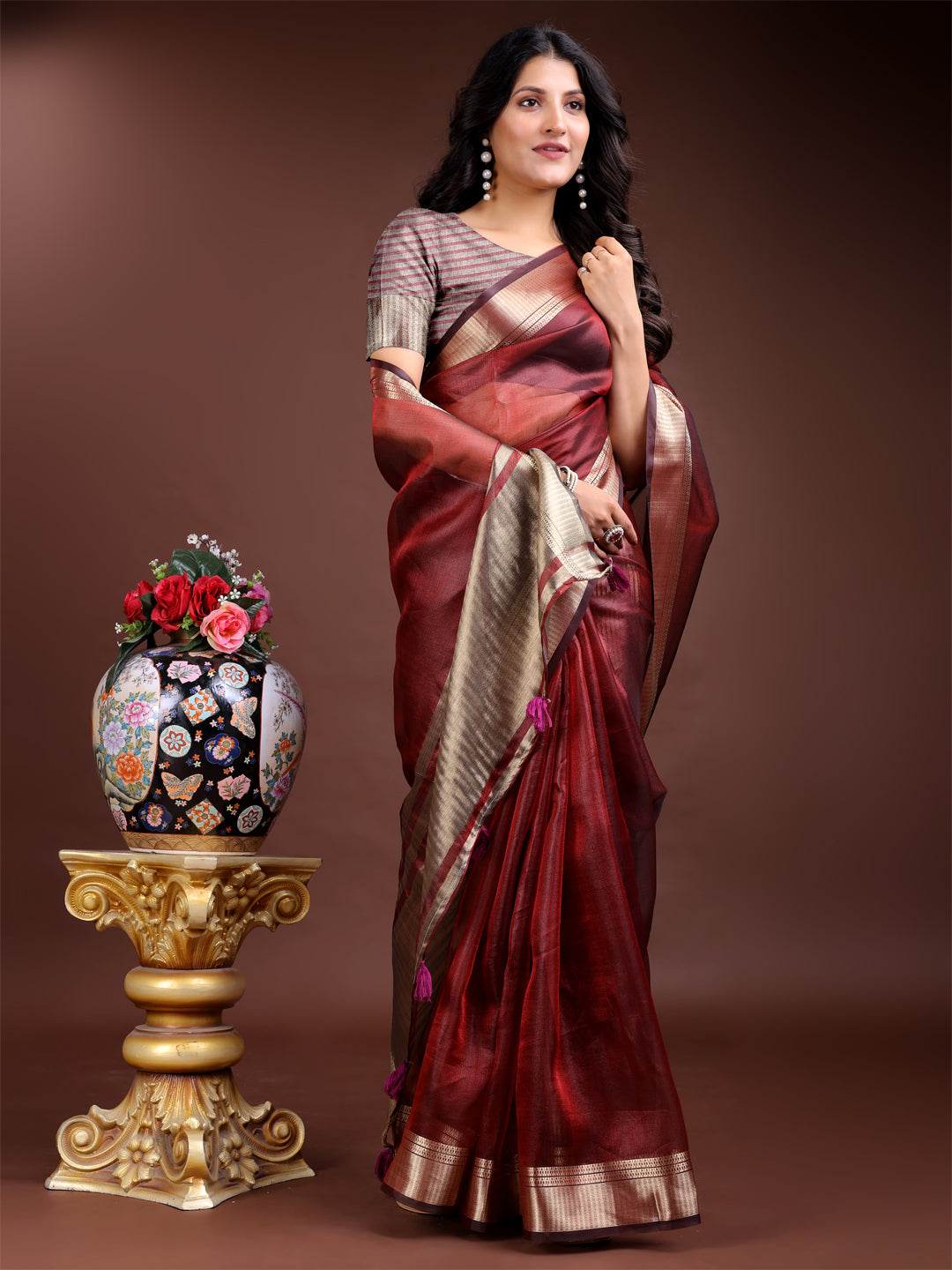 Red Organza Saree
