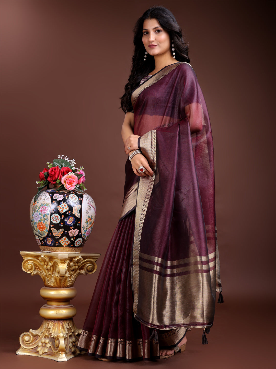 Purple Organza Saree
